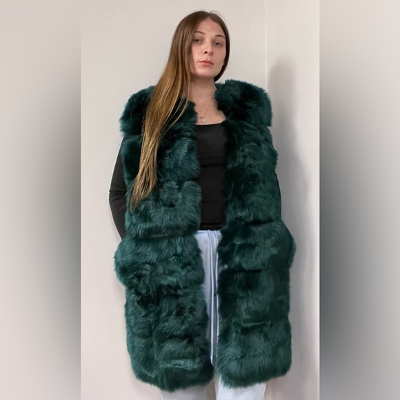 the beauty optimal product Jackets & Blazers - Green - Faux Fur- Vest - Over Coat - The Beauty Optimal Product